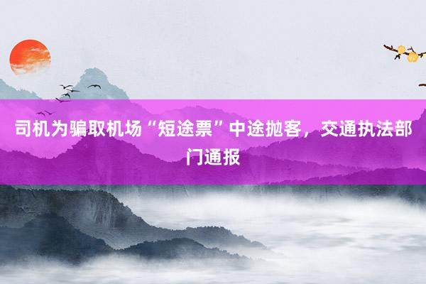 司机为骗取机场“短途票”中途抛客，交通执法部门通报