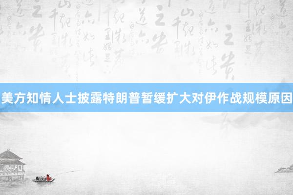 美方知情人士披露特朗普暂缓扩大对伊作战规模原因