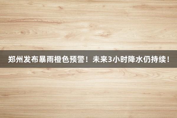 郑州发布暴雨橙色预警！未来3小时降水仍持续！