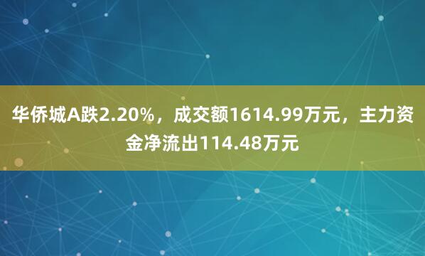 华侨城A跌2.20%，成交额1614.99万元，主力资金净流出114.48万元