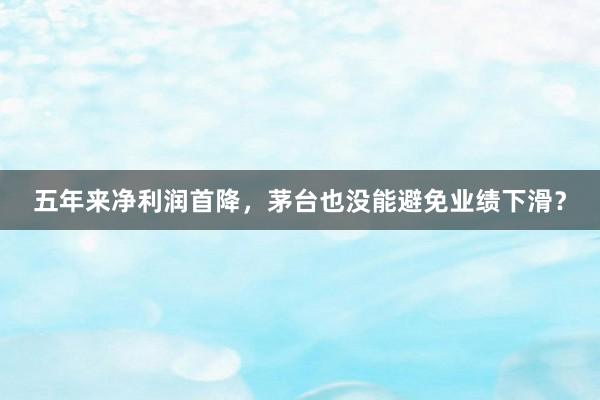 五年来净利润首降，茅台也没能避免业绩下滑？