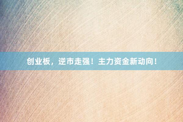创业板，逆市走强！主力资金新动向！
