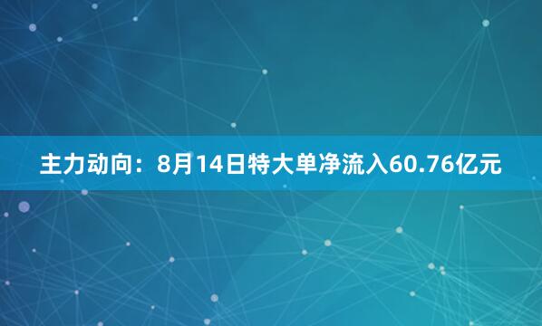 主力动向：8月14日特大单净流入60.76亿元