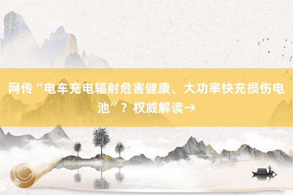 网传“电车充电辐射危害健康、大功率快充损伤电池”？权威解读→