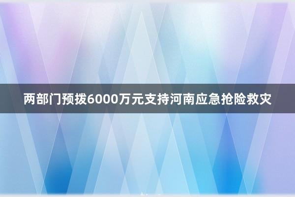两部门预拨6000万元支持河南应急抢险救灾