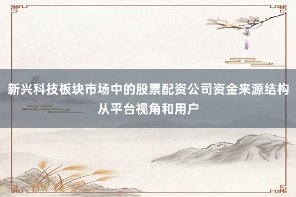 新兴科技板块市场中的股票配资公司资金来源结构从平台视角和用户