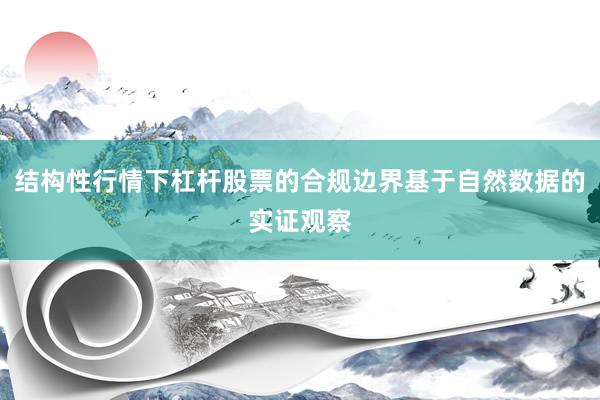 结构性行情下杠杆股票的合规边界基于自然数据的实证观察