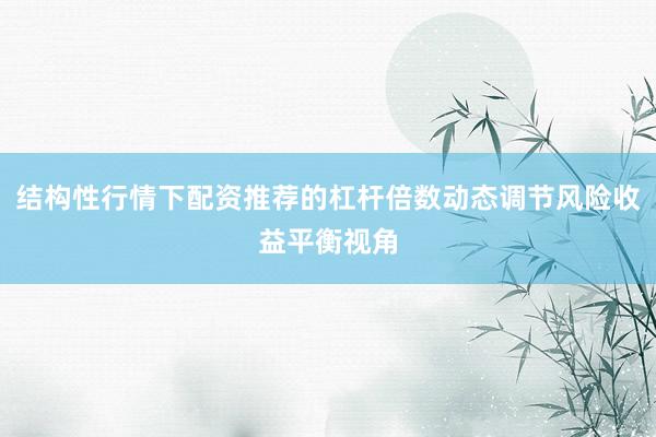 结构性行情下配资推荐的杠杆倍数动态调节风险收益平衡视角