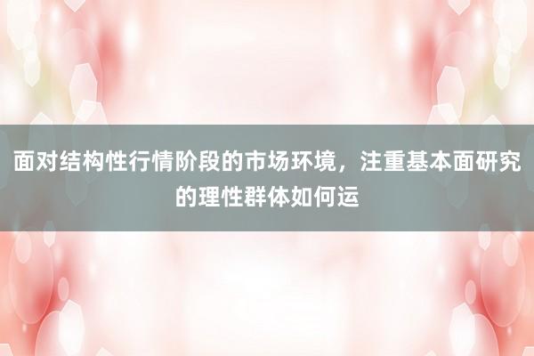 面对结构性行情阶段的市场环境，注重基本面研究的理性群体如何运