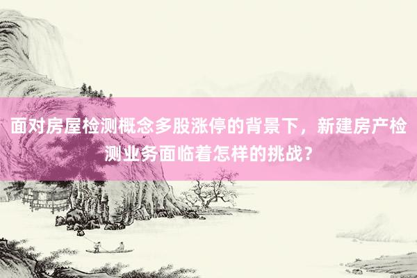 面对房屋检测概念多股涨停的背景下，新建房产检测业务面临着怎样的挑战？