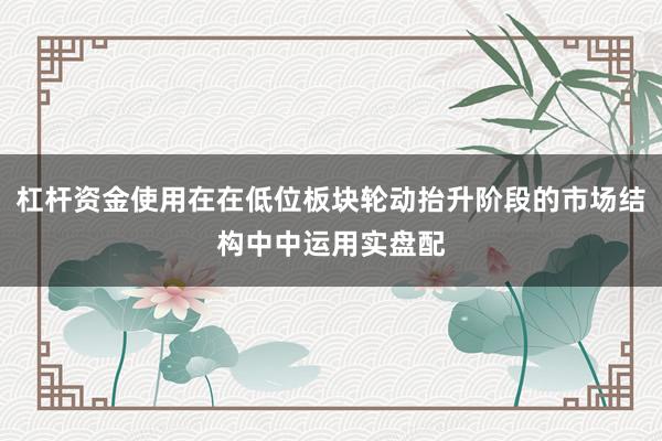 杠杆资金使用在在低位板块轮动抬升阶段的市场结构中中运用实盘配