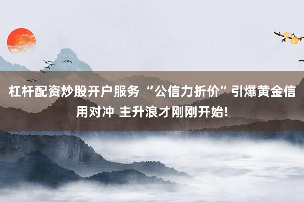 杠杆配资炒股开户服务 “公信力折价”引爆黄金信用对冲 主升浪才刚刚开始!