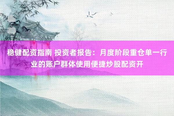稳健配资指南 投资者报告：月度阶段重仓单一行业的账户群体使用便捷炒股配资开
