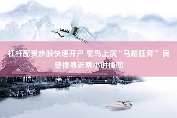 杠杆配资炒股快速开户 鸵鸟上演“马路狂奔” 民警搜寻近两小时擒回