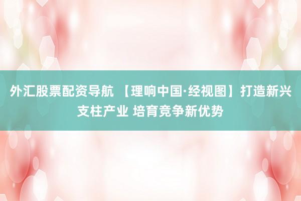 外汇股票配资导航 【理响中国·经视图】打造新兴支柱产业 培育竞争新优势