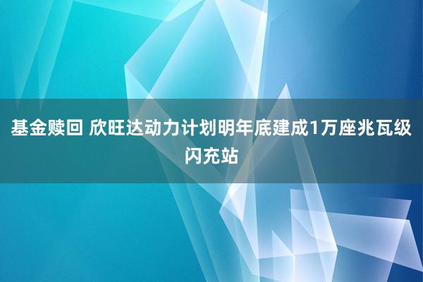 基金赎回 欣旺达动力计划明年底建成1万座兆瓦级闪充站