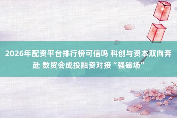 2026年配资平台排行榜可信吗 科创与资本双向奔赴 数贸会成投融资对接“强磁场”