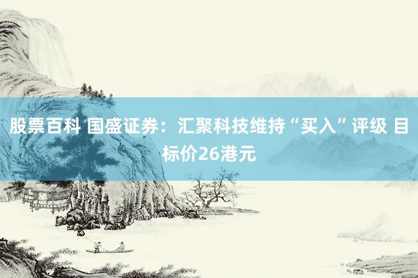 股票百科 国盛证券：汇聚科技维持“买入”评级 目标价26港元
